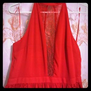 Red floor length maxi dress